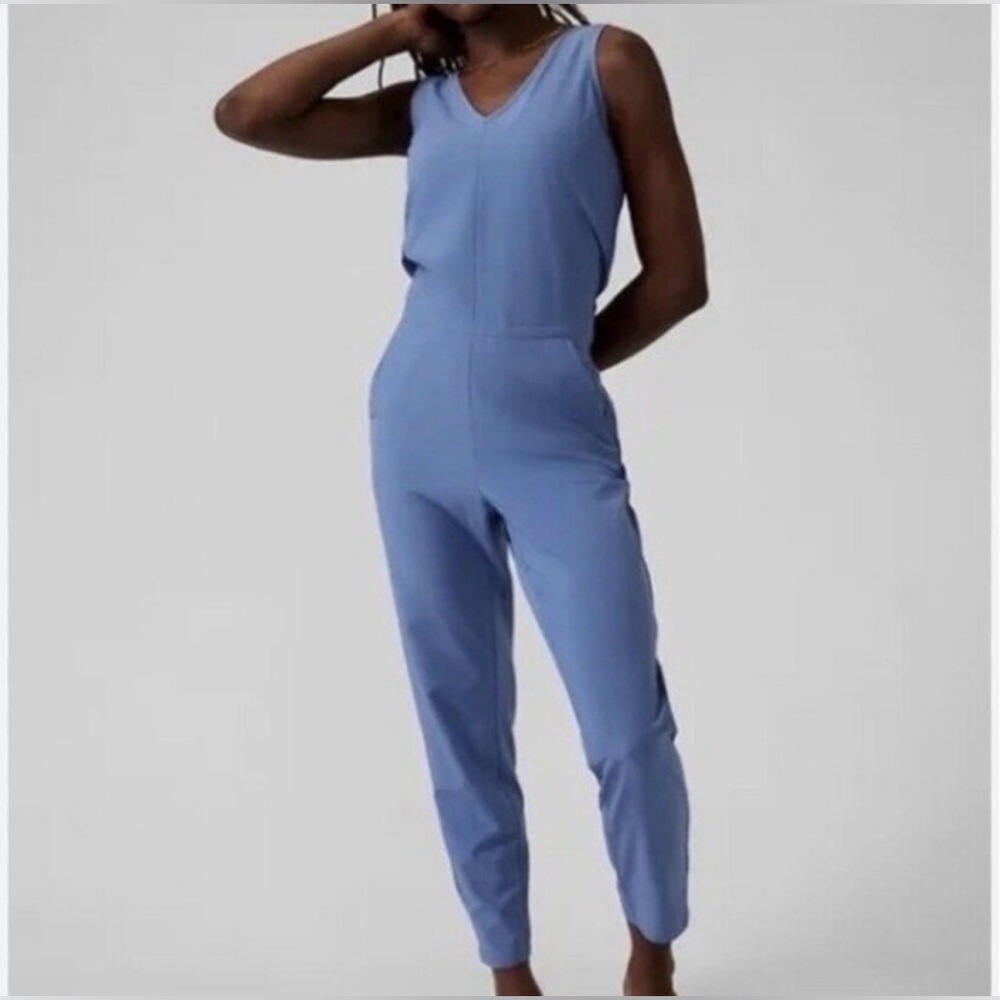 Athleta Brooklyn Jumpsuit in Baby Blue Color Size 10